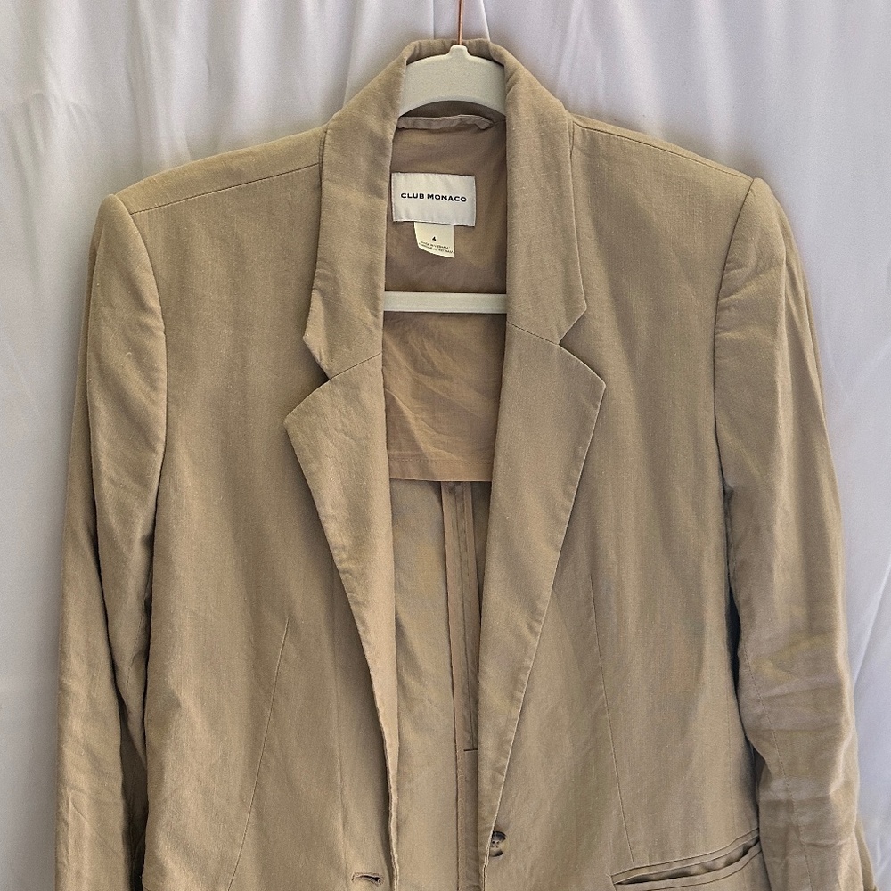 Club Monaco khaki linen oversize blazer